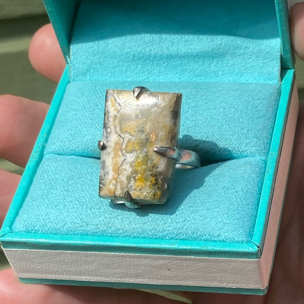 Bumble Bee Jasper Sterling Silver Handcrafted Ring Size 8 48$